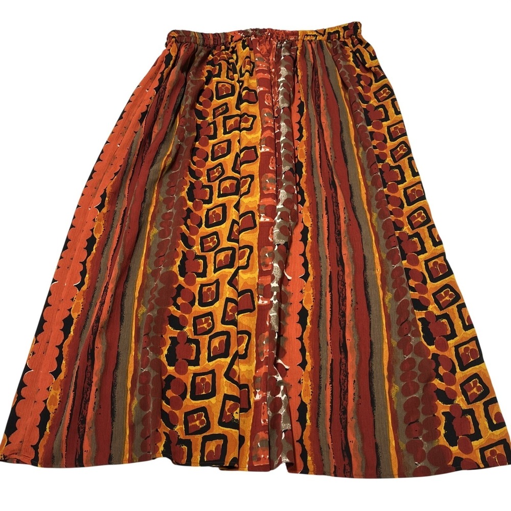 Ekloze Skirt Dark Geometric Pleated Chiffon Maxi‎ Size 3X Pull On Elastic Waist
